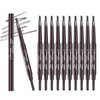 Berinist 12Pcs Grey Eyebrow Pencil Set， Retractable Eyebrow Pencil with Brow Brush, Professional Eyebrow Shaping and Filling Pencil for Women Eye-Makeup, Easy to Color, Waterproof Long-lasting