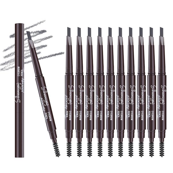 Berinist 12Pcs Grey Eyebrow Pencil Set， Retractable Eyebrow Pencil with Brow Brush, Professional Eyebrow Shaping and Filling Pencil for Women Eye-Makeup, Easy to Color, Waterproof Long-lasting