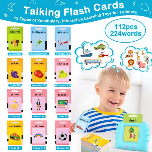 Toddler Toys Age 2-6,Learning Toys for Toddlers,224 Sight Words Learning Resources,Montessori Toys for 2 Year Old,Talking Flash Cards,Sensory Toys for Kids with Autism,Speech Therapy,Toddler Boy Toys