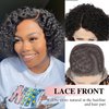 Fancy Hair Human Hair Lace Front Wigs Kinky Curly Wig Glueless Side Part Brazilian Virgin Human Hair Curly Bob Wigs with Baby Hair for Black Women (Natural Color,12 Inch)