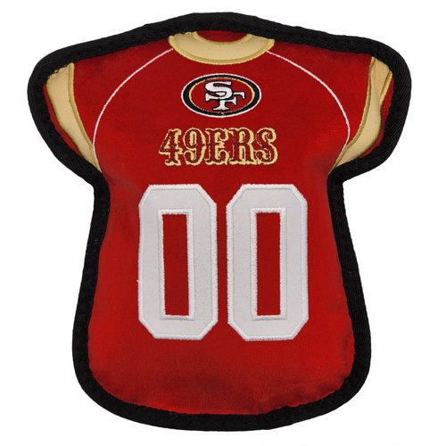 The 1st Ever Tough but Smooth Dog Toy NFL SAN Francisco 49ERS Football Jersey Tough Pet Toy. A Premium Quality Doggie Toy with Built-in Squeaker. Sports Fans Favorite Chew Toy