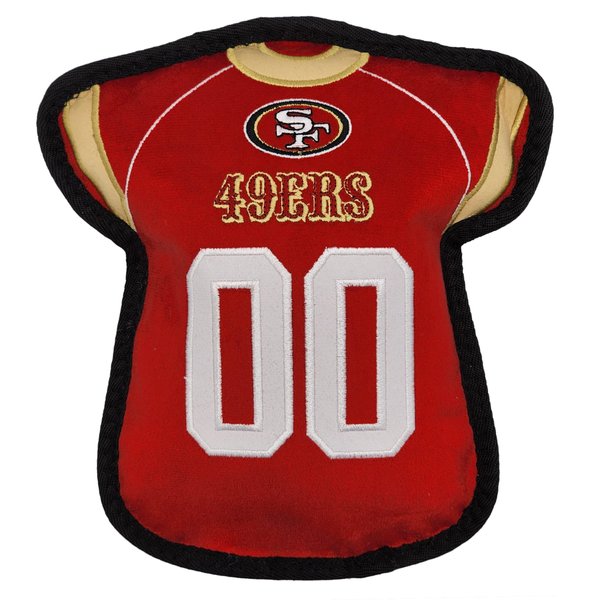 The 1st Ever Tough but Smooth Dog Toy NFL SAN Francisco 49ERS Football Jersey Tough Pet Toy. A Premium Quality Doggie Toy with Built-in Squeaker. Sports Fans Favorite Chew Toy