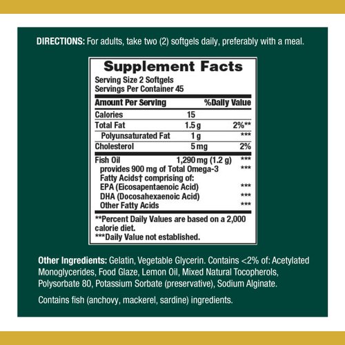 Nature’s Bounty Mini Fish Oil, 1290mg, 900mg of Omega-3, 90 Softgels