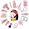 Ehome Wooden Beauty Salon Play Set, Makeup Kit Play Set Wood Makeup Toy Set for Toddler Pretend Play Makeup Kit with Realistic Accessories for Girls 3 4 5 6 7 8 Year Old Christmas Birthday Gifts
