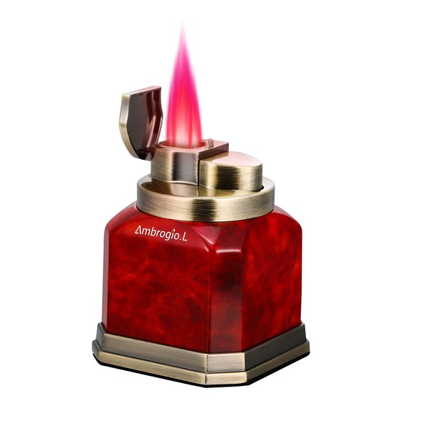 Ambrogio.L Quad Torch Lighter Tabletop Refillable Butane Gas Red Flame Cigar Cigarette Lighter for Birthday Christmas Men