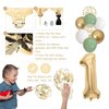 1st Birthday Decorations for Boys Girls, Sage Green White Gold Birthday Balloons with Happy 1st Birthday Banner First Birthday Cake Decoration Number 1 Balloon for Baby 1 Year Old Birthday Party Decor