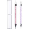 2 Pieces Rhinestone Picker Dotting Pen, Dual-ended Rhinestone Gems Crystals Studs Picker Wax Pencil Pen Crystal Beads Handle Manicure Nail Art DIY Decoration Tool (Pink Purple)