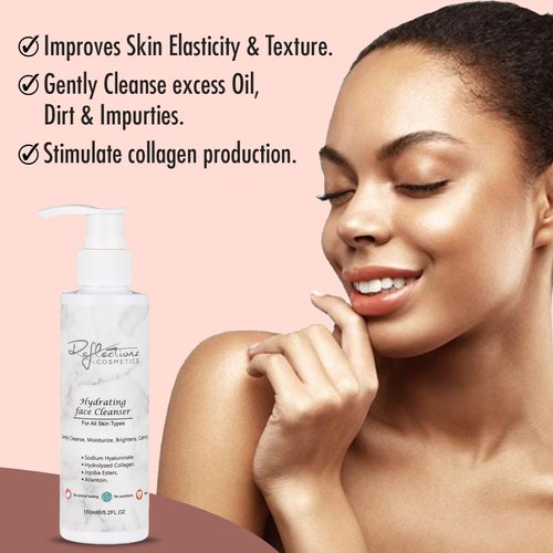 Reflectionz Cosmetics Anti Aging Face Wash For Dry Skin with Hyaluronic Acid & Collagen Non-Foaming Gentle Face Wash for Women & Men Hydrating Face Wash for Dry, Oily & Combination Skin 5.2 Oz