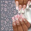 Spring Flower Nail Stickers, 4 Sheets 5D Hibiscus Nail Art Stickers Decals Embossed White Pink Elegant Floral Petal Wavy Line Strip Tropical Leaf Nail Supplies for Women Spring Nail Design Decoration