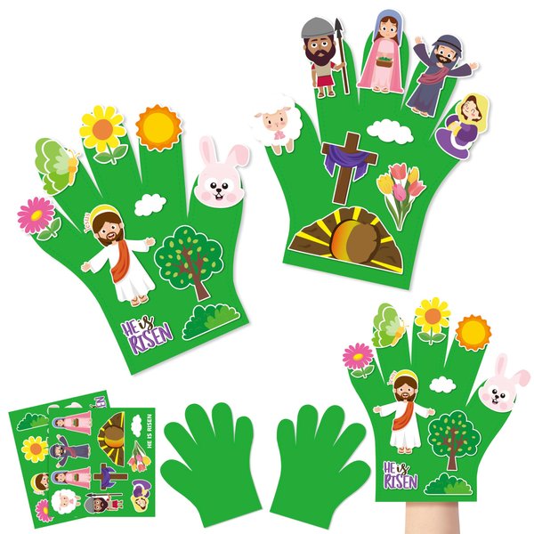 WATINC Felt Story Finger Puppets - 2Pcs DTY Storytelling Hand Puppet Felt Art Craft Education Gift, Making Storytime Glove Puppet Early Learning Role Play for Kids Toddles (Resurrection of Christ)