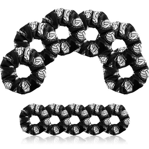 12 Pieces Silk Hair Scrunchies Volleyball Sport Hair Elastic Satin Ties Bands Ponytail Holders for Players Teams Gifts Wristband Decoration Hair Accessories Women Girls