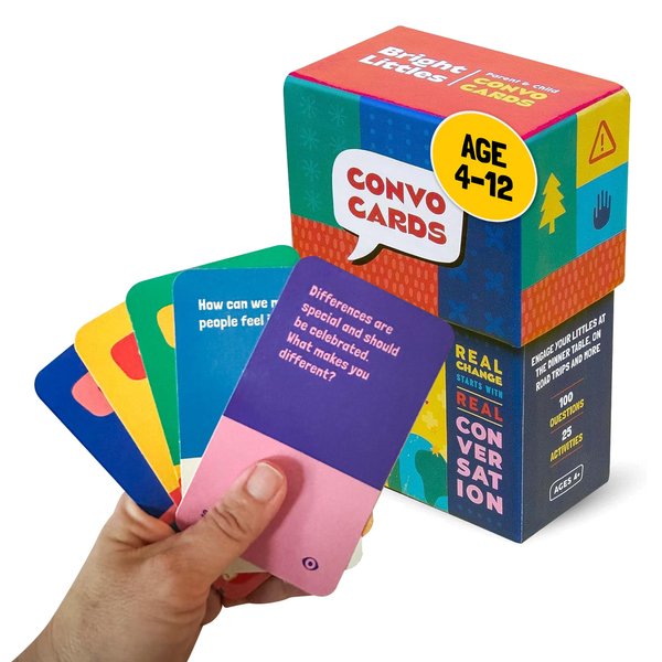 Bright Littles Conversation Cards - Family Bonding & Development Edition: Engage Kids & Parents in Mindful Discussion - Interactive Deck for Group, Table Topics & Game - Connect, Talk, and Grow