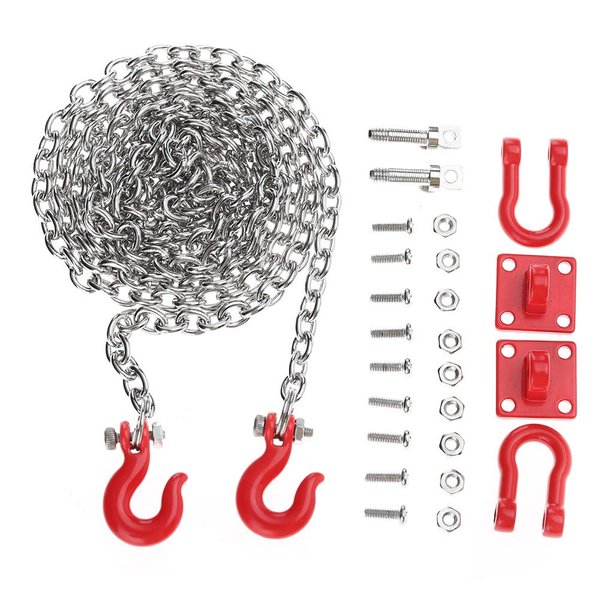 VINGVO Tow Hook, RC Tow Chain Metal 1/10 Scale RC Tow Hook, Tow Hook for RC Cars Daily Use Crawler Car Trailer Chain Assemble