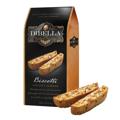 Dibella Biscotti Cookies – Authentic Italian Biscotti, Apricot Almond, 6-Count – Gourmet Cantuccini Biscotti – Rich Flavor – Crunchy Outside with Silky Middle – Classic Italian Biscotti