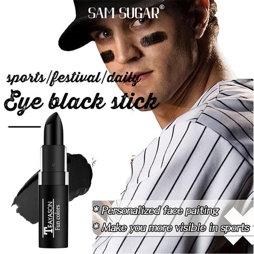 GL-Turelifes 3 Pcs Face Body Painting Stick Black Facial Paint Set, Eye Black Stick Football Baseball Softball, Waterproof facial Paint Stick for Halloween Skeleton Skull Clown Makeup (2 Pcs Black)
