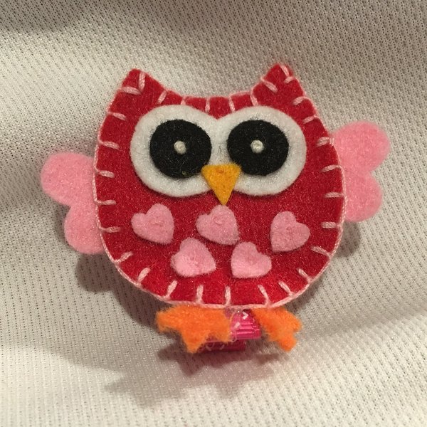 Owl Hair Clip, Valentine's Day Hair Accessories, Owl Hair Bow
