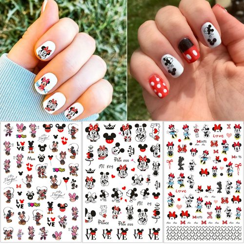 Cute Nail Art Stickers Nail Decals 6 Sheets 3D Self-Adhesive Nail Stickers Design Cute Nail Stickers Cartoon Nail Decals Kawaii Nail Art Charm for Women Girls Nail Art Supplies