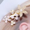 Teyglen Bridal Rhinestone Hair Clips Dainty Gold Flower Hair Barrette Sparkly Crystal Hair Clips Pins Wedding Hair Accessories for Women Girls