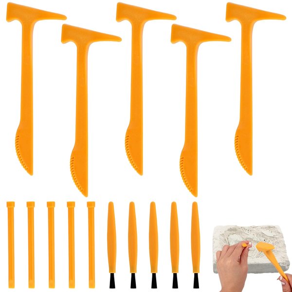 15pcs Dinosaur Dig Tools Kit, Dino Fossil Excavation Kit with Mini Hammer Chisel Brush Archaeological Excavation Tool Kit Science Kit for Girls Boys