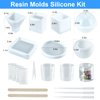Resin Molds Silicone Kit 20Pcs,Epoxy Resin Molds Including Sphere,Cube,Pyramid,Square,Round, Used for Create Art,DIY,Ash Trays,Coasters,Candles.Bonus Decorative Sequins and The Complete Set Tools
