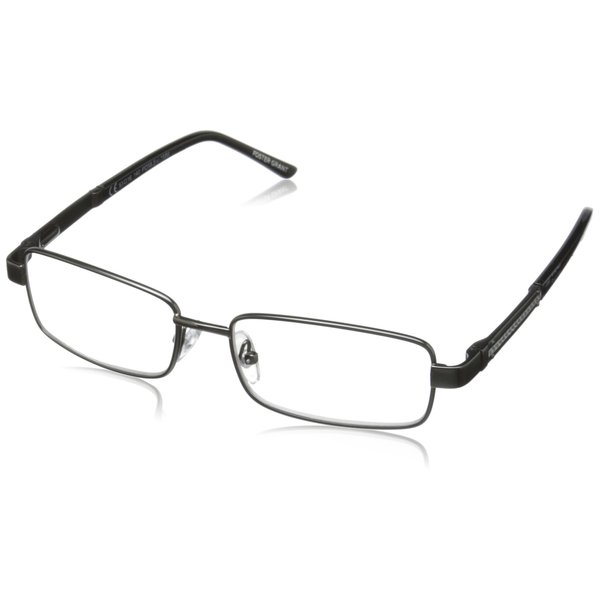 Foster Grant Men's Jagger Square Reading Glasses, Gunmetal/Transparent, 59 mm, 1.50