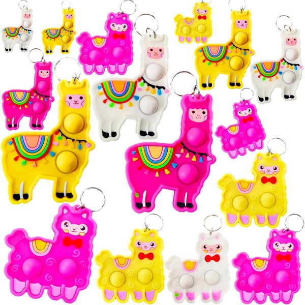 20 Packs Llama Mini Pop Fidget for Birthday Party Favors,Bulk Small Tiny Alpaca Animal Backpack Keychain for Classroom Students Adult Kids