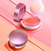 BLUE LOVE Air Cushion Liquid Blush for Cheeks with Mirror, Natural and Elegant Face Makeup Blush Cream, Silky Face Blushes Cheek Tint, Contour & Highlight Face for Sheer Finish (Pink Orange)