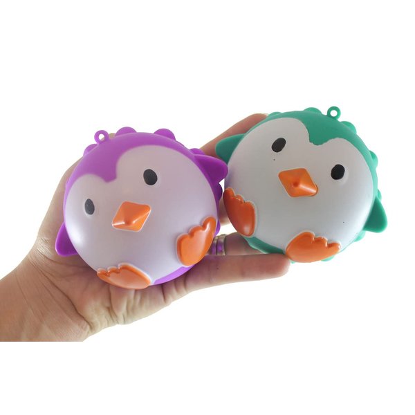 Set of 2 Penguin Bubble Pop Ball - Cute Winter Animal Poppers Squeeze - Silicone Push Poke Bubble Wrap Fidget Toy Bubble Popper Sensory Stress Toy OT (Random Colors)