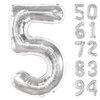 Silver 5 Balloon, Number Balloons 40 Inch, 5th Birthday Balloon Decorations, Silver and Black Party Supplies, 5 Number Balloons, Number 5 Balloon