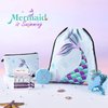 WERNNSAI Mermaid Drawstring Backpack - Mermaid Gifts for Girls Birthday Christmas 9 PCS Drawstring Bags Set Including Makeup Zipper Bag Sequin Key-chain Necklace Bracelet Hair Ties