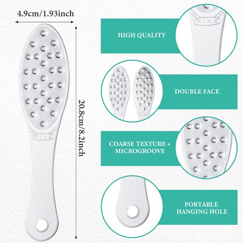2 Pcs Stainless Steel Foot Scraper Metal Foot File Double Sided Foot File Callus Remover Professional Foot Rasp Scrubber for Wet or Dry Skin Easy to Clean Pedicure Tool Heel (Silver)