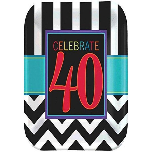 40th Celebration 9" Square Plates, Party Favor