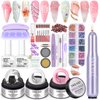SAVILAND Solid Builder Nail Gel for Nails with Nail Drill: Clear White Pink Non-Sticky 3D Nail Gel with U V Light Chrome Nail Powder for Nail Extension Sculpture Nail Art Beginners DIY