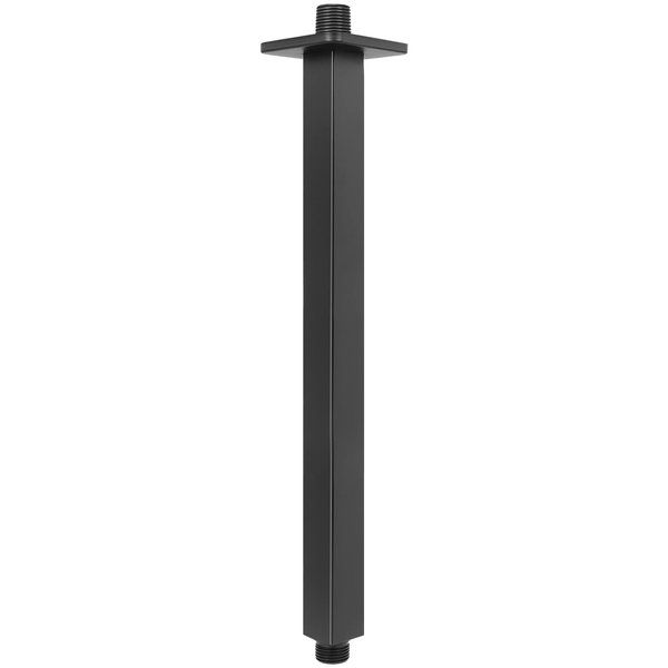 NearMoon Ceiling Mounted Shower Arm With Flange, Universal Connection 1/2 NPT Straight Square Shower Arm for Fixed Rain Shower Head, Made of Thicken Stainless Steel (16 Inch, Matte Black)