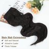 Gowit Black Hair Extensions, Invisible Wire Hair Extension with Transparent Wire, Soft Long Wavy Hairpieces for Women Secure 4 Clips Ins