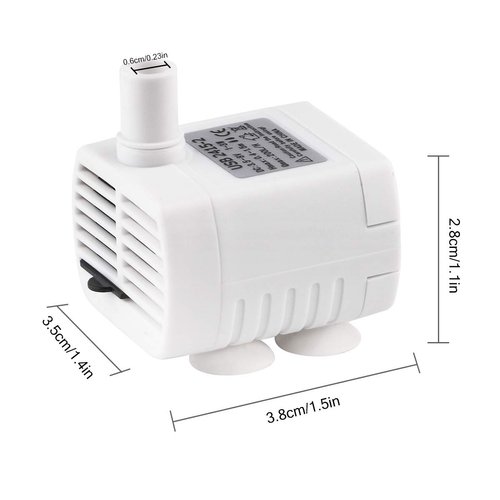 Driew 3W DC 3.5-8V USB Water Pump with Power Cord, Solar Mini Submersible,Brushless,Waterproof (USB Water Pump White)