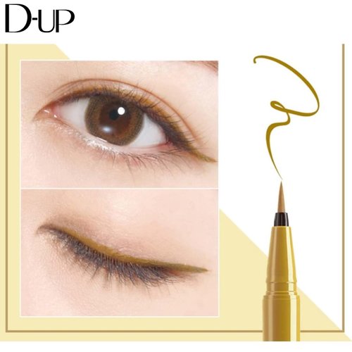 D-UP Silky Liquid Eyeliner, Smooth Eye Makeup Liner, Waterproof & Smudge Proof Eye Liner, Japanese Gel EyeLiner Pen Tip, Blendable Eyeliner for Mature Women, Mustard Brown, 1 Fl Oz