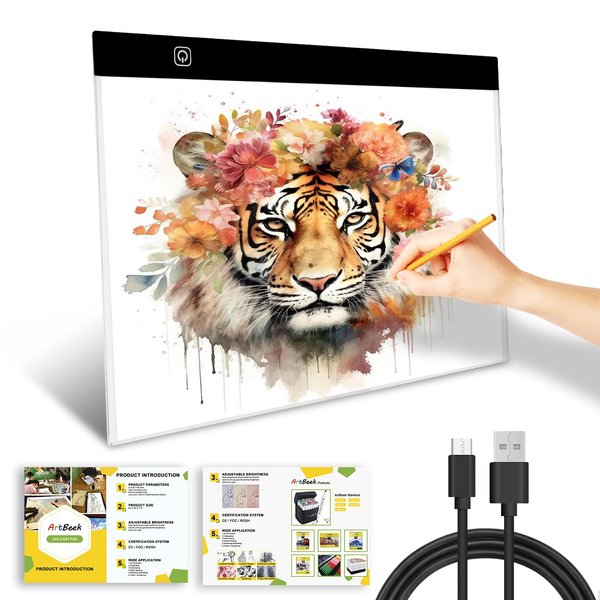ArtBeek B4 Size LED Light Box 5 Millimeters Ultrathin Light Pad USB Art Tracing Board for Sketch Copy and Handwork 14.56X11 Inch