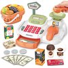 Cash Register 36PCS Supermarket Shop Toys with Electronic Sounds,Working Scanner,Calculator,Credit Card Reader,Play Food and Money Preschool Learning for Girl Boys Kids (Green)