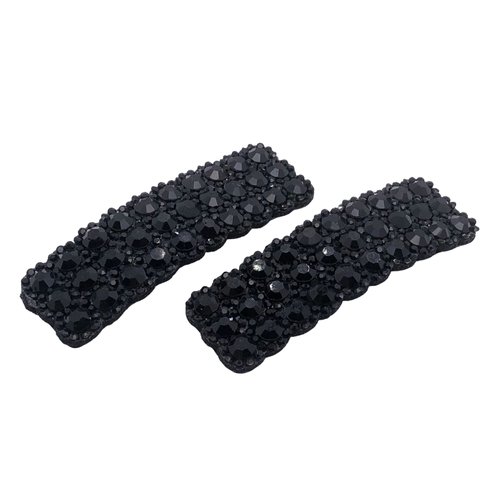 2PCS Rhinestones Snap Hair Clips for Women Girls Rectangular Hairpins Korean Barrettes Hair Accessories Black