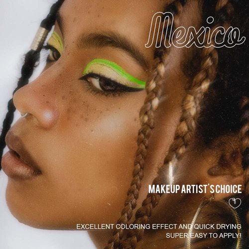 Real Cool Girl Water Activated Vivid Eyeliner - Influencers Choice Matte Colorful Wet Liner - Smudge Proof Face Body Paint Long Lasting Formula - 10 Grams per Container (Mexico - Green)