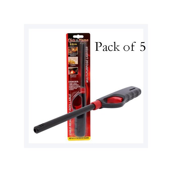 M.V. Trading 5 Pack Refillable Lighter for Kitchen Camping Grilling BBQ Home Adjustable Flame