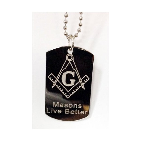 Mason Masons Masonic Live Better Logo Symbols - Military Dog Tag Luggage Tag Key Chain Keychain Metal Chain Necklace