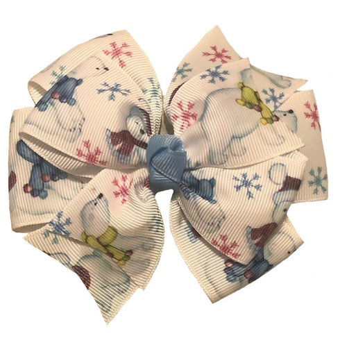 Polar Bears Pinwheel Hair Bow