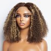 Jessica Hair Highlight Ombre Lace Front Wig Human Hair 13x6 HD Lace Front Wigs for Women 180% Density Curly Glueless Wigs 4/27 Colored Pre Plucked Natural Hairline with Baby Hair(12 inch)
