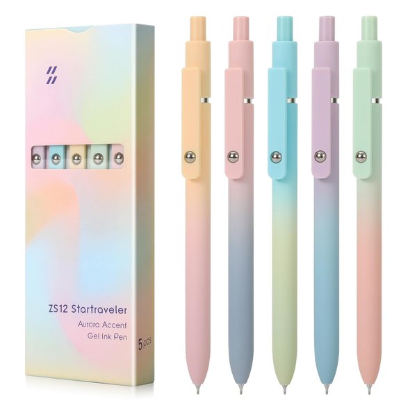 FIOVER 5pcs Pens Black Ink Gel Pens Medium Point 0.7mm Pen Smooth Writing High-End Series Cute Pens for Journaling Note Taking, Office School Supplies Gifts for Women and Men