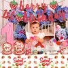 Yingoto 150pcs Strawberry First Birthday Decor Tableware Set for 20 Guests, includes Berry First Birthday Banner Hanging Swirl Paper Plate Cup Fork Straw Napkin Tablecloth Sweet One Birthday Party