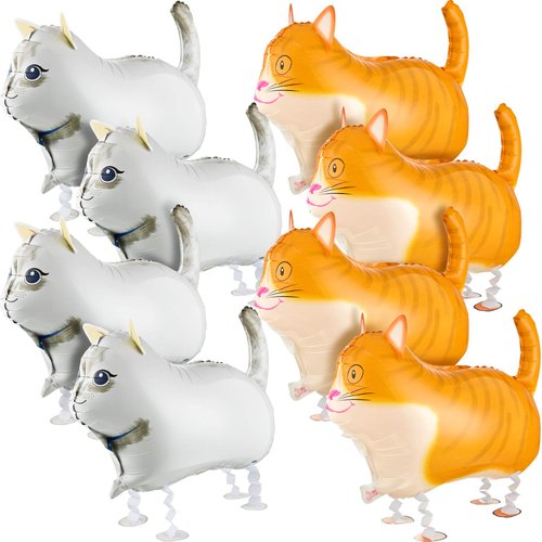 8 Pieces Walking Animal Cat Balloons Aluminum Foil Animal Balloons for Party Decoration for Cat Theme Party Supplies Baby Shower Wedding Birthday Decor, 2 Colors