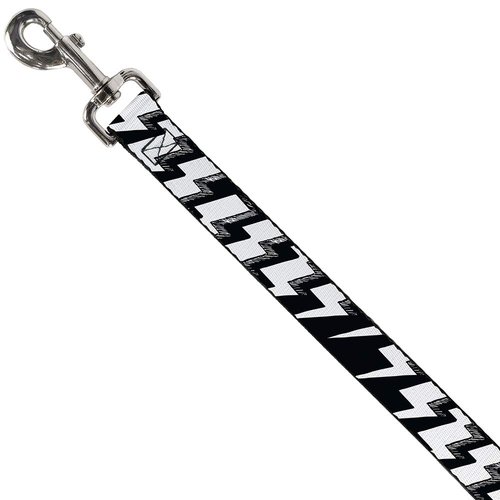 Dog Leash Lightning Bolts Sketch Black White 6 Feet Long 1.0 Inch Wide