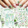12 Sheets Summer Leaf Nail Art Stickers 3D Self-Adhesive Nail Decals Nail Art Supplies Palm Leaves Clover Nail Design for Women Manicure Nail Decorations Accessories